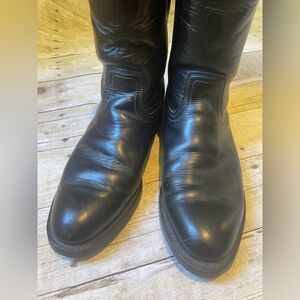 Vintage black leather western biker oil resistant boots 10.5 made in the USA